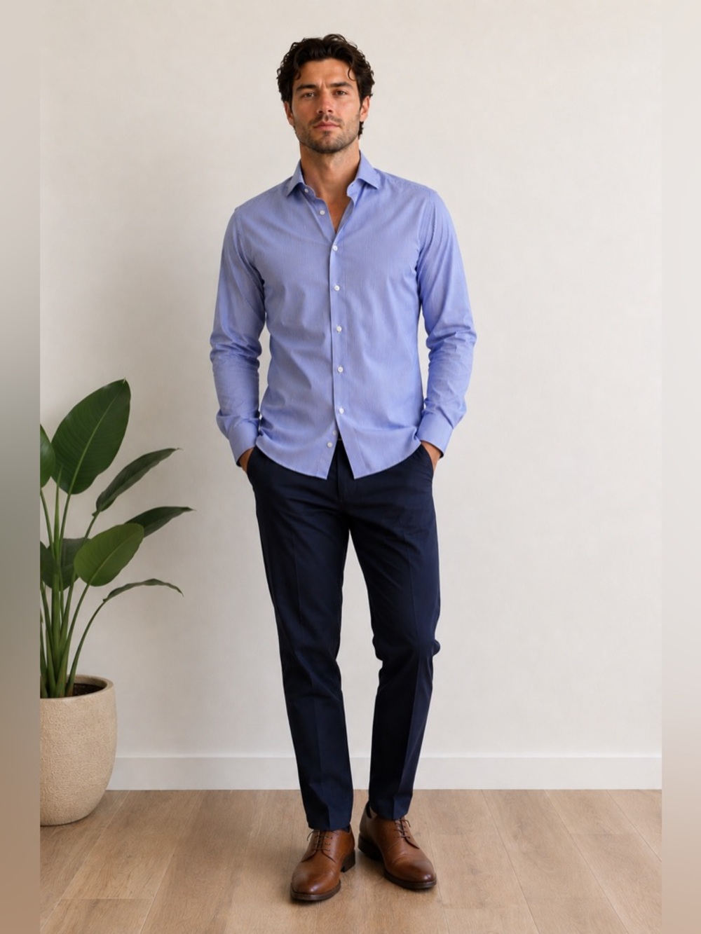 Stone Rose Trim Fit Performance Button Down Modern Tailored shirt Mens Small